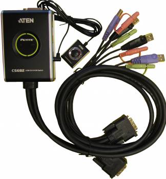 Aten 2-Port USB 2.0 / DVI KVM-Switch mit Kabel-Fernsteuerung