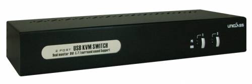 UNICLASS DualHead (2 LCD an 2 PCs mit a' bis 2560 x 1600) Profi-KVM-Switch mit 2 x Dual-Head & Dual-Link-DVI-I / USB2.0-TTU-Emulation*/  Audio und inkl. 2 x 1,2m langer Kombikabel