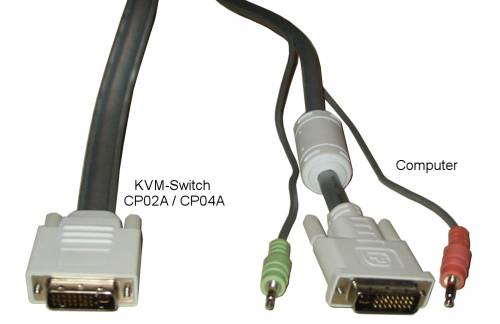 2-Port USB/DVI/Audio KVM-Switch mit True Transparent USB-Emulation und Monitor-Daten-Spiegelung inkl. 2 x 1,2m PC-Kabel