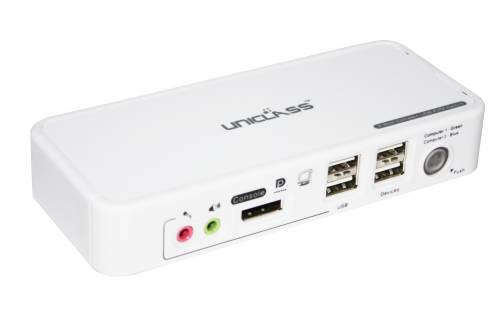 2-Port USB/DP/Audio KVM-Switch mit True Transparent USB-Emulation und Monitor-Daten-Spiegelung inkl. 2 x 1,2m PC-Kabel