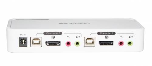 2-Port USB/DP/Audio KVM-Switch mit True Transparent USB-Emulation und Monitor-Daten-Spiegelung inkl. 2 x 1,2m PC-Kabel