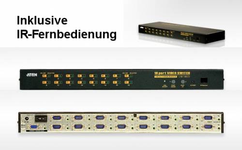 16-fach VGA/Audio-Selektor mit IR-Fernbedienung