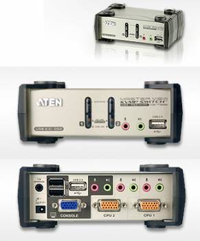 ATEN 2-fach USB2.0/VGA/Audio KVM-Switch inkl. Kabel