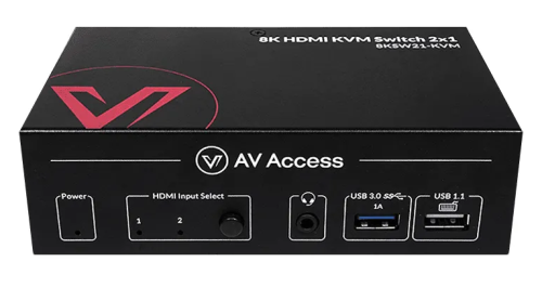 2-Port 8K 120Hz High-End KVM-Switch HDMI 2.1 & USB 3.0 Hub, bis 8K+4K@120Hz, 2560×1440@144Hz, 1080P@240Hz