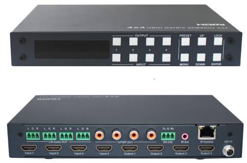 4x4 HDMI Matrix-Switch 4K 60Hz YUV 4:4:4, HDMI 2.0 18Gbps, HDR, HDCP2.2, FoxUn SX-MX17
