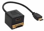HDMI Adapterkabel, HDMI Stecker auf DVI-D Buchse + HDMI Buchse