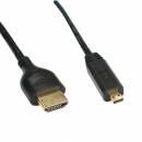 1m HDMI Micro Superslim Kabel A an D, High Speed HDMI� Cable with Ethernet, schwarz/gold