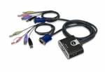 Aten CS62T 2-Port Petite USB + Audio + VGA + Dateitransfer KVM-Switch inkl. Kabel