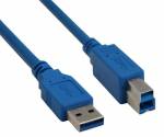 3 m USB 3.0 Kabel, Typ-A Stecker an Typ-B Stecker, blau