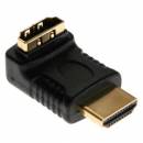 HDMI Adapter, Stecker/Buchse, gewinkelt oben, vergoldete Kontakte