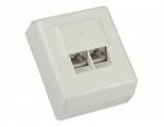 Cat. 6 Anschlu�dose, AP 2x RJ45 Buchse, RAL9010 reinwei�