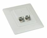 Cat. 6 Anschlu�dose, UP 2x RJ45 Buchse, RAL9010 reinwei�