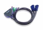 ATEN CS62S PS2/VGA 2-fach Kabel-KVM-Switch mit 2 festen Anschlu�kabeln a' 1,2 m L�nge