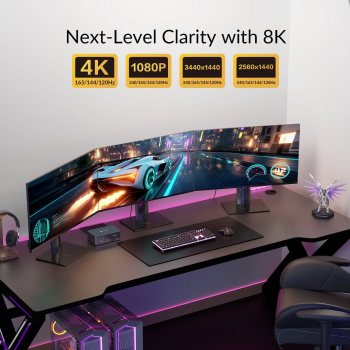 2-Port 8K60Hz 3-Monitor 2xDP + 1xHDMI KVM-Switch with USB 3.0 and LAN, incl. PC-Cable, AV Access iDock-D23i 2-Port 8K60Hz 3-Monitor 2xDP + 1xHDMI KVM-Switch with USB 3.0 and LAN, incl. PC-Cable, AV Access iDock-D23i