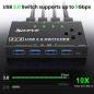 Preview: USB 3.0 Switch for 4 PCs, 4 in 4 Out USB Switch incl. 4 Cable and Remote-Switch, KCEVE KC-KM434