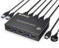 Preview: 2-Port 4K60Hz HDMI USB3.0 KVM-Switch with EDID-Emulation and wired Controller, KCEVE KC-KVM201A
