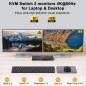Preview: Notebook with USB-C and PC with DPP+HDMI+USB3.0 Dual-Monitor KVM-Switch with Cable Remote Control, KCEVE KC-KVM202CDH