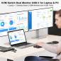 Preview: Notebook with USB-C and PC with DPP+HDMI+USB3.0 Dual-Monitor KVM-Switch with Cable Remote Control, KCEVE KC-KVM202CDH