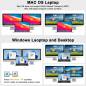 Preview: Notebook with USB-C and PC with DPP+HDMI+USB3.0 Dual-Monitor KVM-Switch with Cable Remote Control, KCEVE KC-KVM202CDH