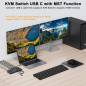 Preview: Notebook with USB-C and PC with DPP+HDMI+USB3.0 Dual-Monitor KVM-Switch with Cable Remote Control, KCEVE KC-KVM202CDH