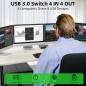 Preview: USB 3.0 Switch für 4 PCs, 4 in Typ-B an 4 out USB-A Umschalter inkl. 4x Kabel und Remote-Schalter, KCEVE KC-KM434B