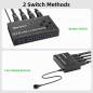 Preview: USB 3.0 Switch für 4 PCs, 4 in Typ-B an 4 out USB-A Umschalter inkl. 4x Kabel und Remote-Schalter, KCEVE KC-KM434B