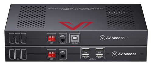 4K60Hz HDMI 2.0 und 4x USB2.0 HDBaseT Zero Latency Extender-Set bis 100m, AV Access 4KEX100-KVM-PRO
