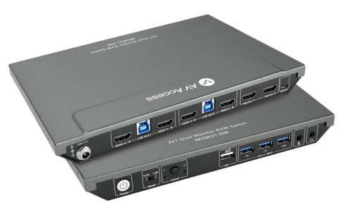 2-Port Dual-Monitor 2x 4K HDMI KVM-Switch with USB 3.0 and Split-Mode function, AV Access 4KSW21-DM