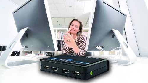 Preview: Matrix 2-Monitor KVM-Switch 4K HDMI + USB 2.0 + Audio with 1.2m PC-Cable, UNICLASS Ai-TA2i