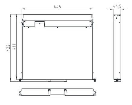 extra short 19" LCD Keyboard-Drawer with 17" LCD HDMI+USB+PS/2 for Racks above 600mm, Haitwin AK-1701-HDMI