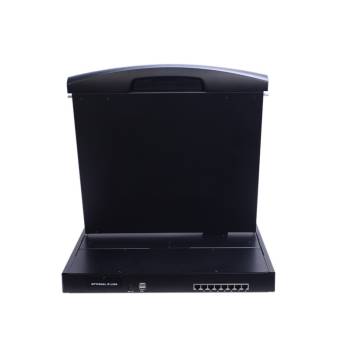 8-Port CAT-KVM FHD 1080p LCD-Konsole mit 18,5" LED-LCD, incl. 8x CPU-Module, LANBE AS-9108HD-TLS