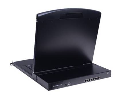 8-Port CAT-KVM FHD 1080p LCD-Konsole mit 18,5" LED-LCD, incl. 8x CPU-Module, LANBE AS-9108HD-TLS