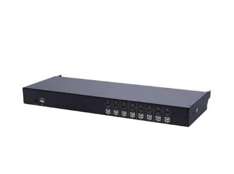 8-Port FHD HDMI 19" LCD KVM-Konsole mit 18,5" LCD 1920*1080 inkl. 8x HDMI+USB Serverkabel, Lanbe AS-9108HD-HLS