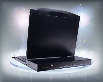 17" LCD KVM SWITCH in 8 ports, combo support (USB/PS.2), combo cables included, LANBE AS-7108ULS