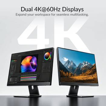 Preview: Dual-4K60Hz HDMI+USB KVM-Extender mit nur USB plus DisplayLink-Treiber am PC