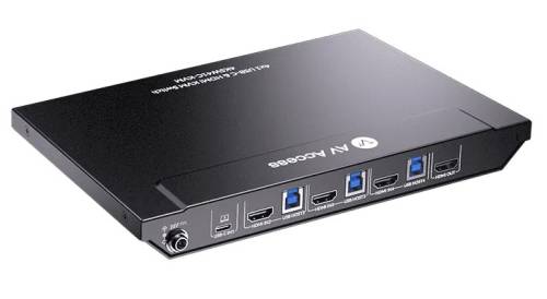 1x Notebook USB-C and 3x PC 4K60Hz HDMI KVM-Switch with USB 3.0 and Hotkey-Switching, AV Access 4KSW41C-KVM