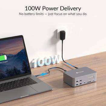 3-Monitor Hybrid KVM-Switch 1-PC (8K60Hz 4K165Hz -- 2x DP 1x HDMI) und 1x Notebook USB-C, AV Access iDock-B23