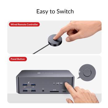 3-Monitor Hybrid KVM-Switch 1-PC (8K60Hz 4K165Hz -- 2x DP 1x HDMI) und 1x Notebook USB-C, AV Access iDock-B23