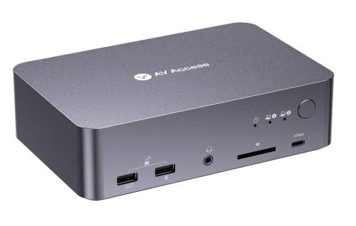 USB-C KVM Switch Docking Station for 2 Laptops, 60W Charging, 4K Dual Monitor Design, 1G Ethernet, EDID Emulation, iDock-C20
