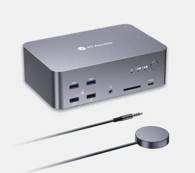 2-Port 8K60Hz 3-Monitor 2xDP + 1xHDMI KVM-Switch mit USB 3.0 und LAN, inkl. PC-Kabel, AV Access iDock-D23i