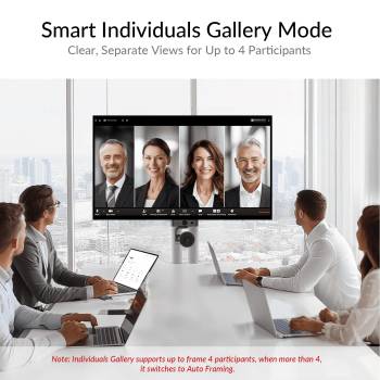 4K Dual-Lens PTZ Conference Camera with 3x Optical Zoom, 120° Panoramic View, Individuals Gallery & AI Tracking, BizEye P30
