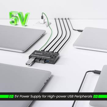 USB 3.0 Switch for 4 PCs, 4 in 4 Out USB Switch incl. 4 Cable and Remote-Switch, KCEVE KC-KM434
