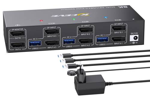 Switch KVM DisplayPort 4K144Hz - 2 PC E 2 Monitor, USB 3.0, Supporta Modalità Copia Ed Estesa - Per Gaming E Lavoro Multidispositivo - Foto 6
