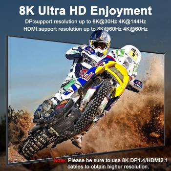 3-PC, Triple-Monitor (1x HDMI 2x DP) 8K or 4K up to 144Hz KVM-Switch with 4-Port USB 3.0, KC-KVM303DH