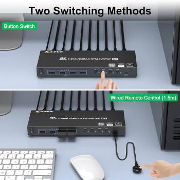 4-Port 4K60Hz HDMI USB3.0 KVM-Switch with wired remote Controller, KCEVE KC-KVM401A