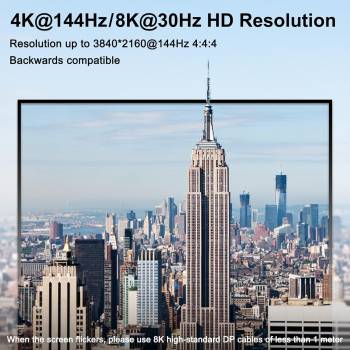 4-Port Dual-Monitor 4K DP 1.4 with up to 144 Hz and USB3.0 KVM-Switch with Cable Remote Control