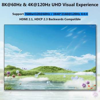4-Port 8K60Hz 4K120Hz HDMI 2.1 USB3.0 Audio KVM-Switch with Cable Remote Control, KC-KVM8401BA