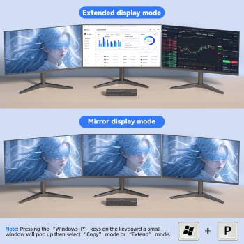 Preview: 6-PC, Dreifach-Monitor (1x HDMI 2x DP) 4K bis 144Hz KVM-Switch mit 4-Port USB 3.0, KC-KVM963