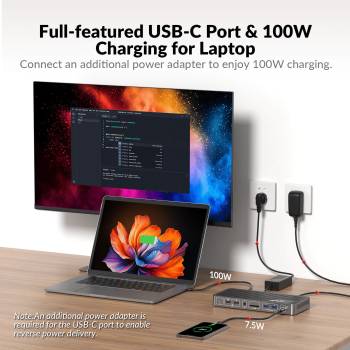 2-Notebook USB-C Docking-KVM-Switch for Dual-Monitor 2x 4K60Hz and with 100W PD Charging function