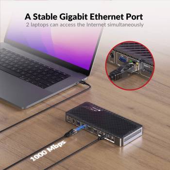 2-Notebook USB-C Docking-KVM-Switch for Dual-Monitor 2x 4K60Hz and with 100W PD Charging function